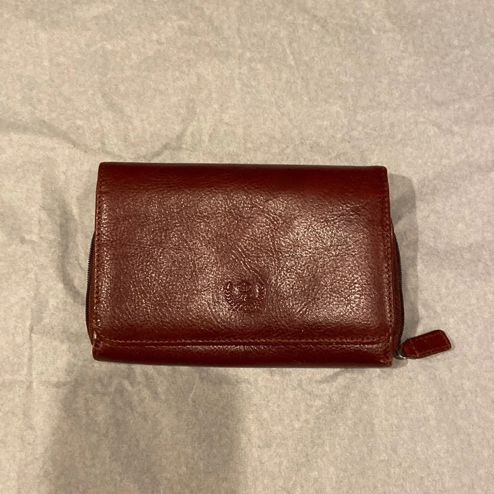 Italian Leather Wallet Dark Red, many compartments, functional, nice condition - Picture 3 of 14